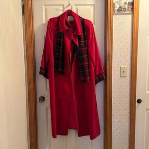Avoca Collection Red Coat Made in Ireland with scarf